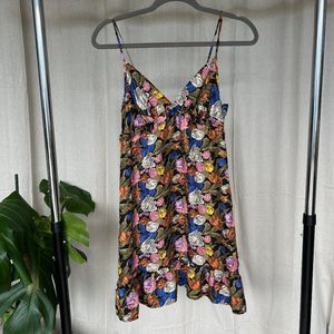 90s Silk Babydoll Floral Y2k Trendy Dress